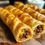 Cheesy Taco Stuffed Breadsticks with Taco Filling