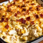 Chicken Turkey Bacon Ranch Mac and Cheese Casserole