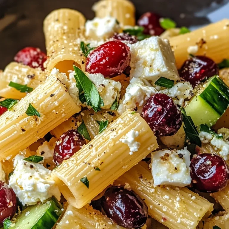 Feta & Cranberry Rigatoni Salad with Lemon Vinaigrette