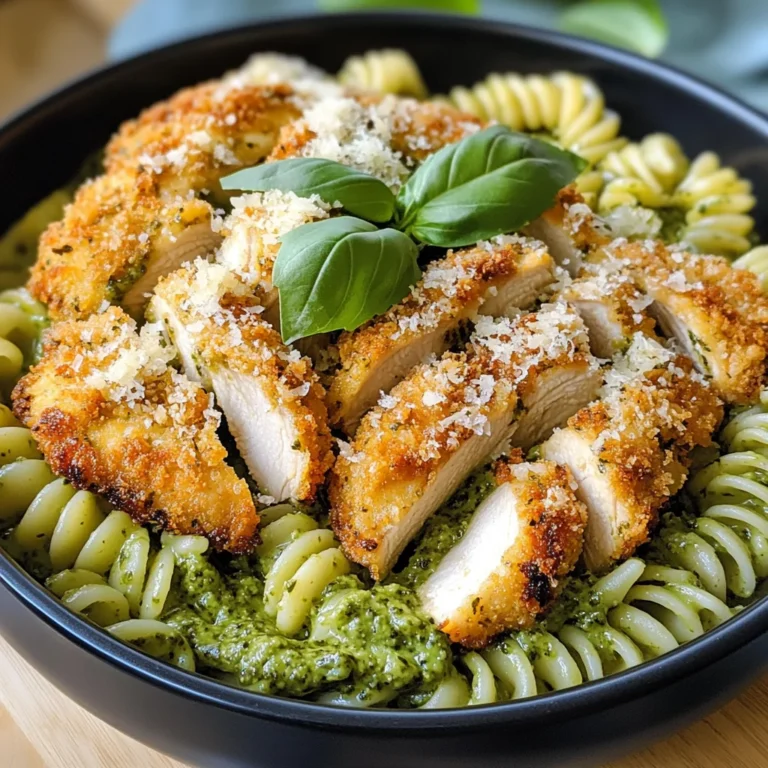 Pesto Pasta with Crispy Parmesan Chicken