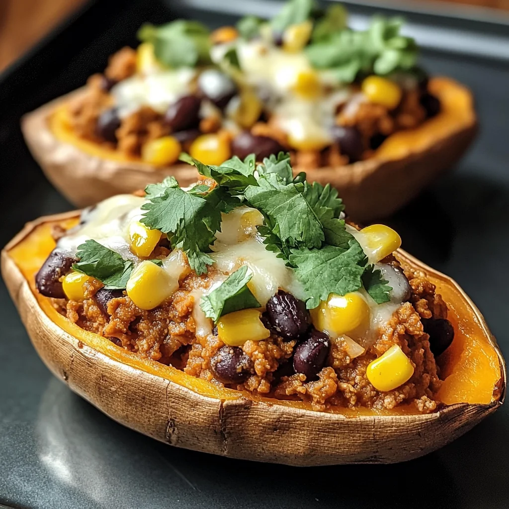 Stuffed Sweet Potatoes with Spiced Turkey and Black Beans