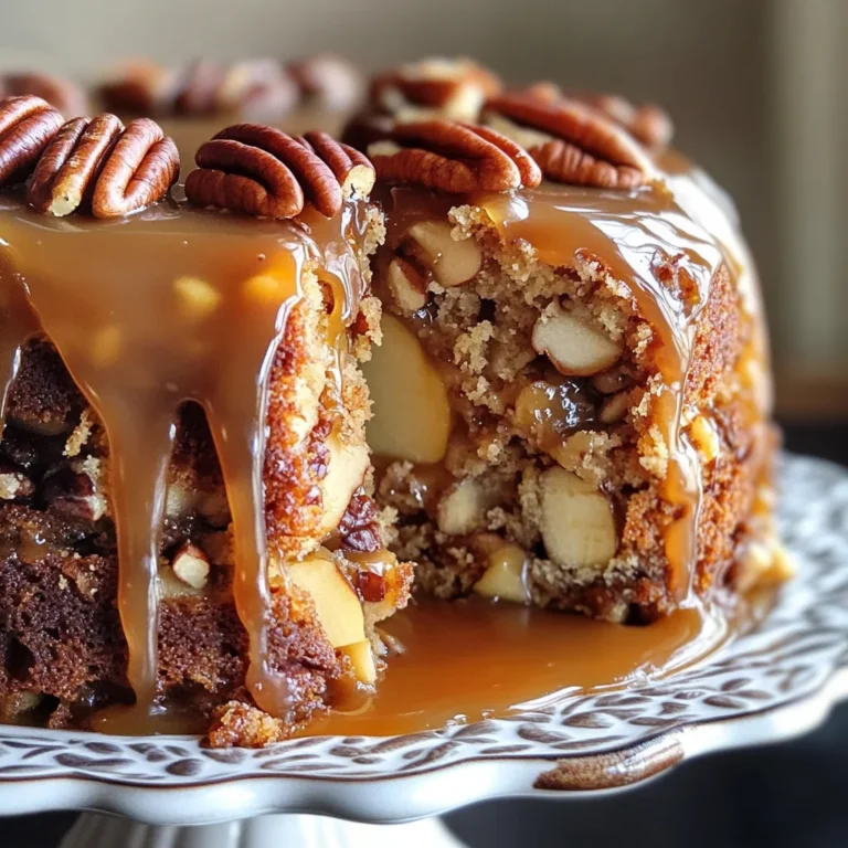Apple Pecan Cake With Caramel Glaze