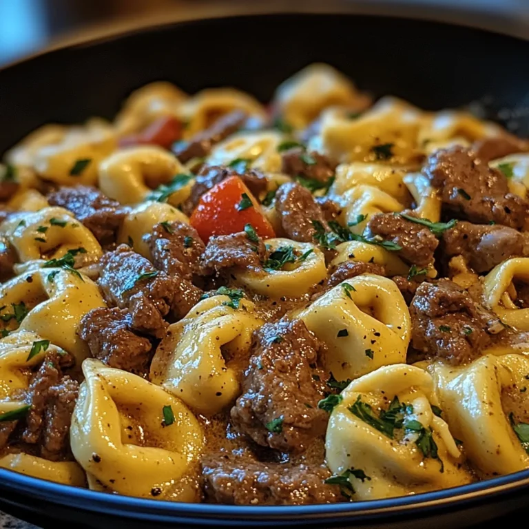 Cheesesteak Tortellini in Rich Provolone Sauce