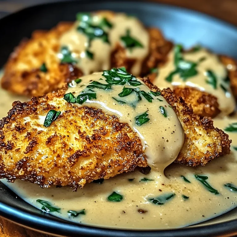 Crispy Parmesan Chicken with a Rich Garlic Sauce - Easy Dinner Idea