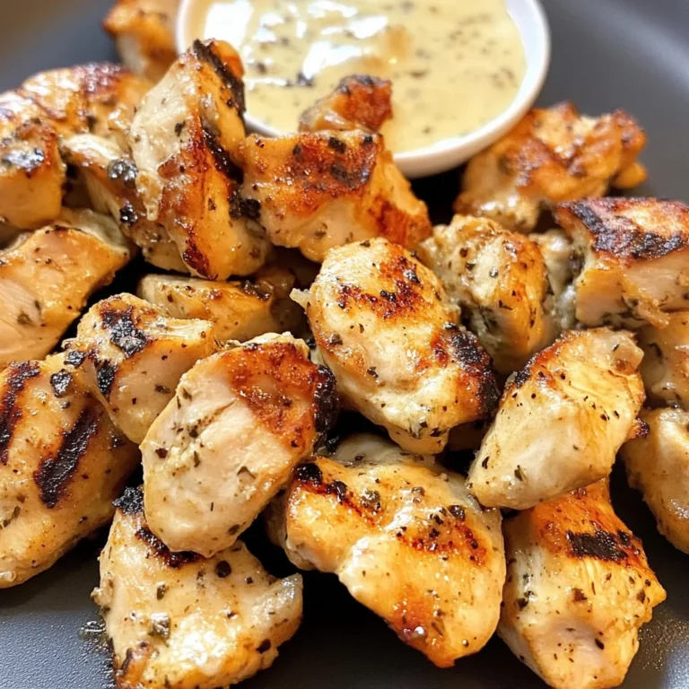 Grilled Chicken Bites with Creamy Garlic Sauce