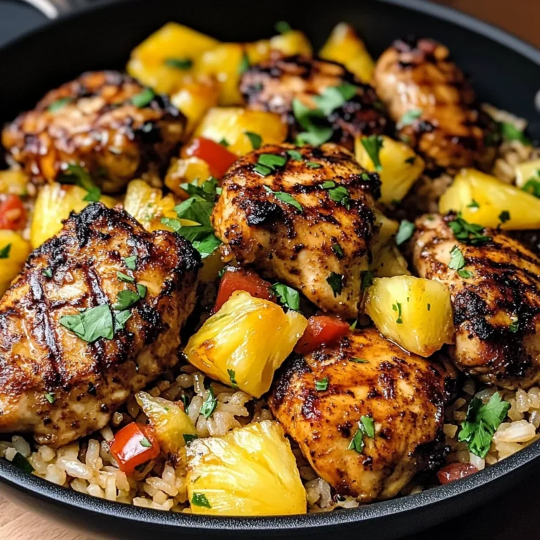 One Pan Caribbean Jerk Chicken with Pineapple-Coconut Rice Recipe