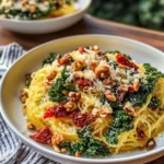 Roasted Garlic and Kale Spaghetti Squash