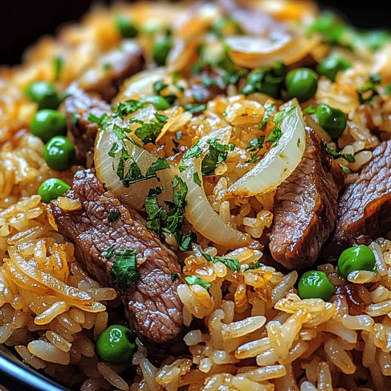 Savory Onion Beef Fried Rice