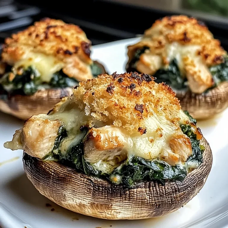 Spinach and Chicken Stuffed Mushrooms