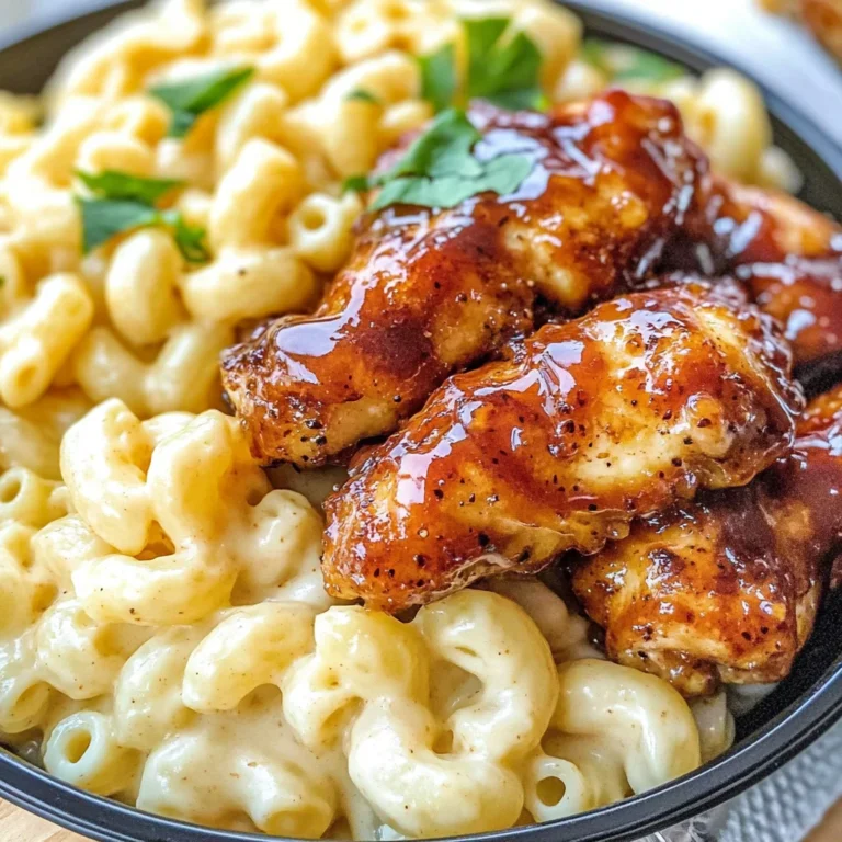 Sweet and Spicy Honey Pepper Chicken with Creamy Mac and Cheese