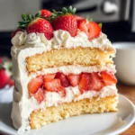 Moist Strawberry Shortcake Cake with Whipped Cream Frosting