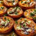 Roasted Sweet Potato Rounds with Honey & Feta