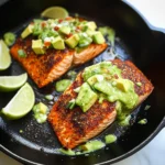 Baked Cajun Salmon With Avocado Lime Sauce