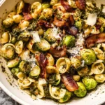 Brussels Sprouts and Bacon Pesto Pasta