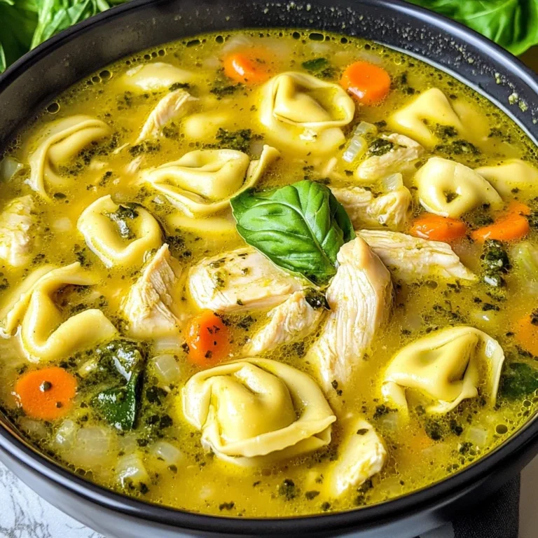 Chicken Pesto Tortellini Soup