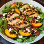 Grilled Chicken, Peach, Pecan and Goat Cheese Salad with Basil Vinaigrette