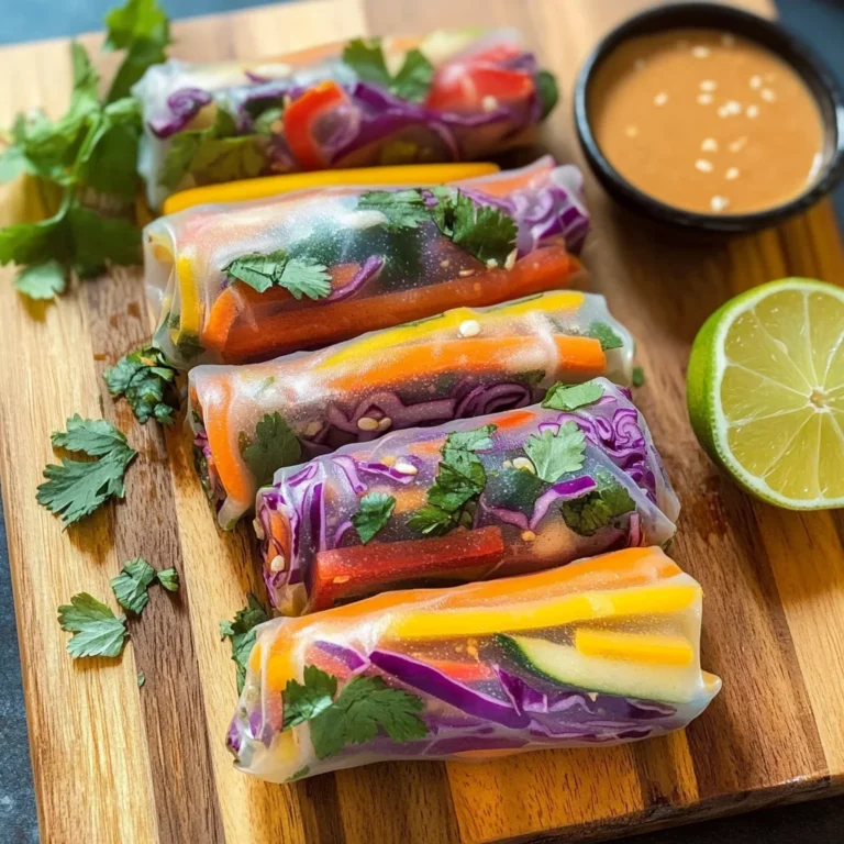 Rainbow Spring Rolls with Ginger Peanut Sauce