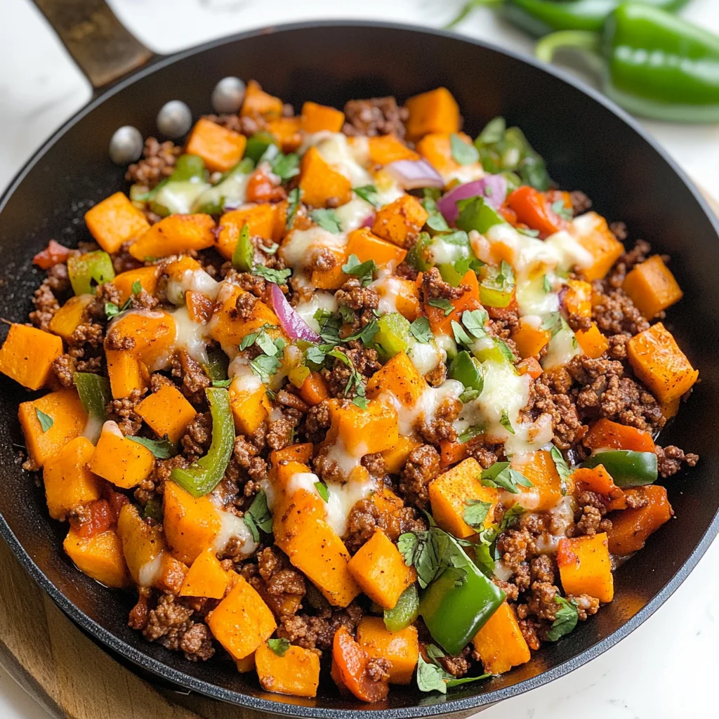 Southwestern Ground Beef Sweet Potato Skillet