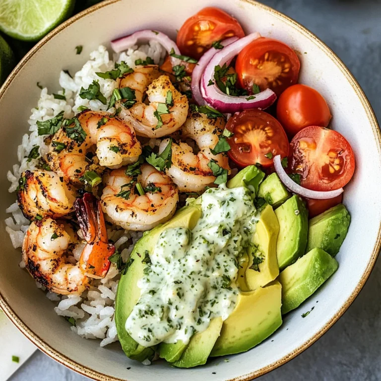 Zesty Shrimp & Avocado Rice Bowls with Cilantro Lime Sauce