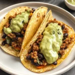 Crispy Baked Ground Turkey Tacos with Avocado Sauce