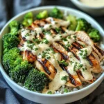 Grilled Chicken & Broccoli Bowls with Creamy Garlic Sauce
