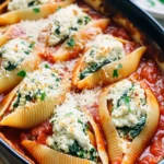 Tofu Ricotta Stuffed Shells with Spinach