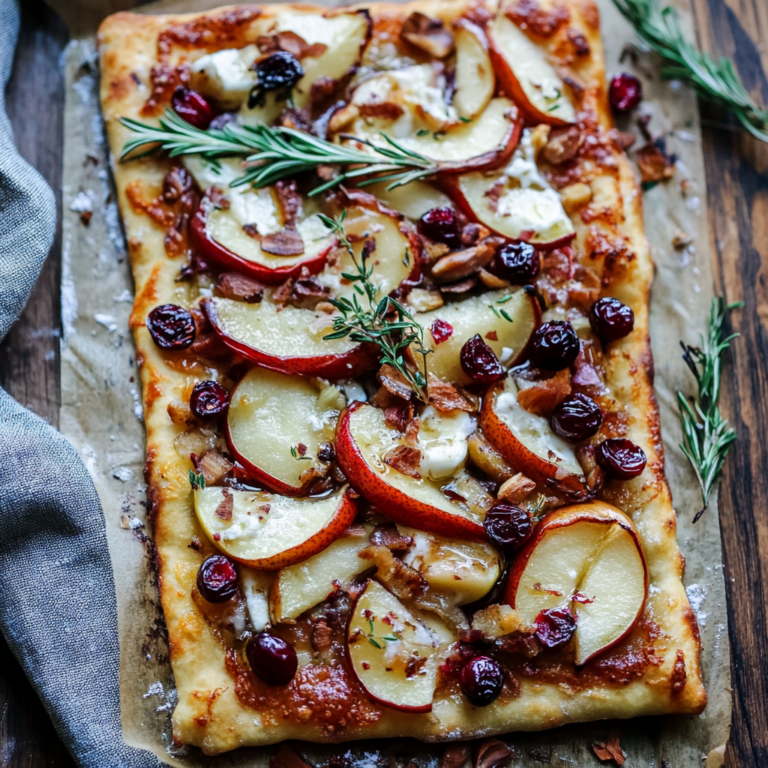 Roasted Pear, Cranberry, and Brie Flatbread Recipe
