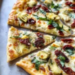 Artichoke Pizza with Sun Dried Tomatoes and Boursin
