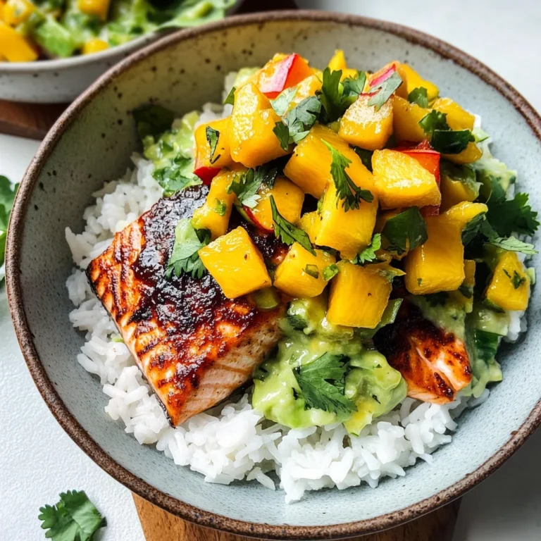 BBQ Salmon Bowls with Mango Avocado Salsa