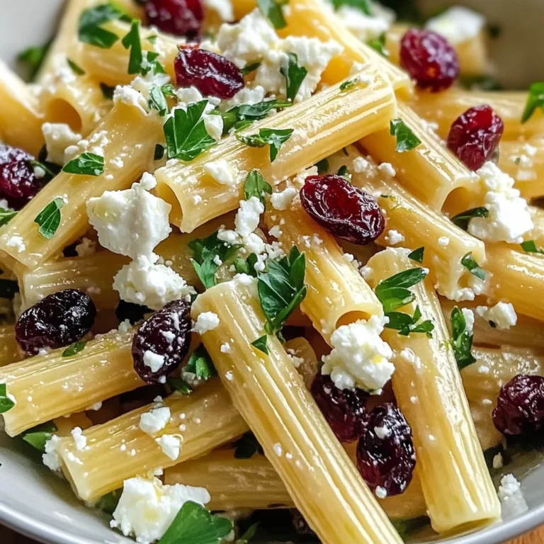 Feta & Cranberry Rigatoni Salad with Lemon Vinaigrette