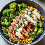 Grilled Chicken & Broccoli Bowls With Creamy Garlic Sauce Delight Your Taste Buds!