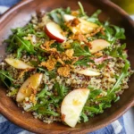 Honey Mustard Quinoa Apple Salad with Crispy Shallots