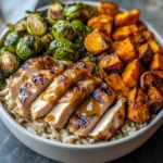 Maple Dijon Chicken & Roasted Sweet Potato Bowls