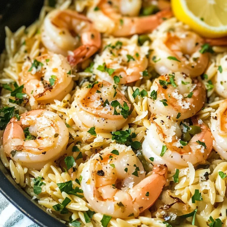 Shrimp Orzo In Lemon Garlic Sauce