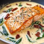 Tuscan Salmon with Parmesan Cream Sauce
