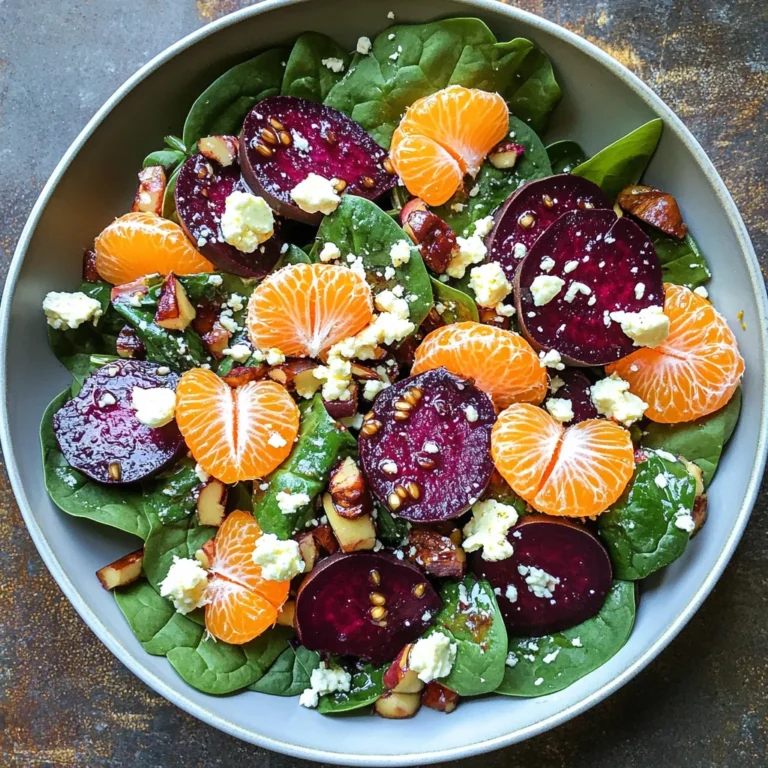 Beet Salad with Spinach and Honey-Mustard Lemon Dressing
