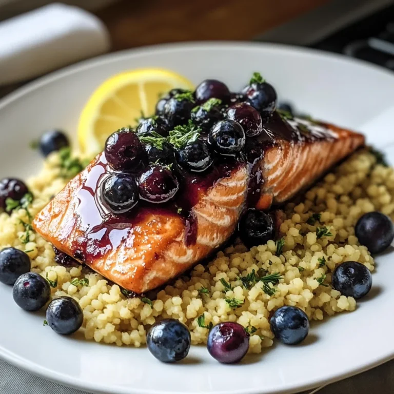 Blueberry Glazed Salmon with Lemon Herb Couscous