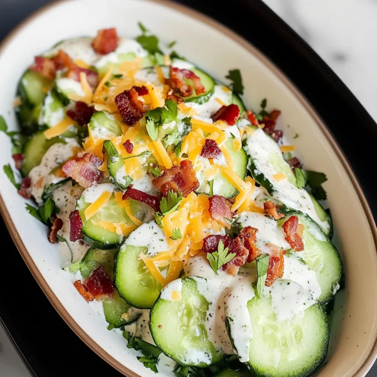 Creamy Cucumber Salad with turkey Bacon and Cheese