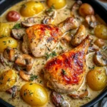 Herb Roasted Chicken in Creamy White Wine Sauce