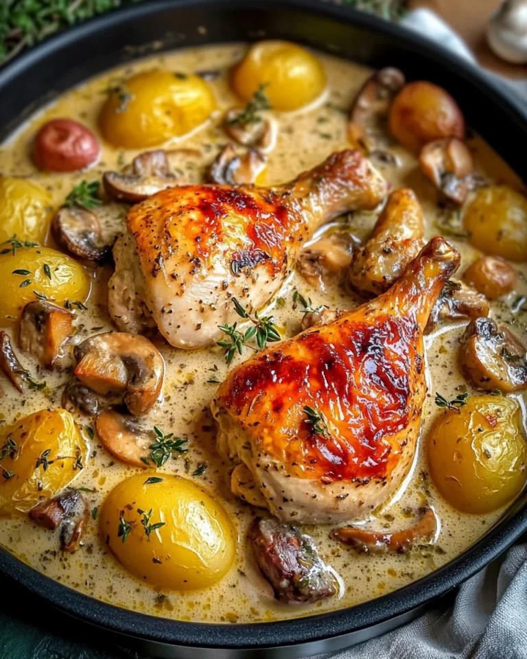 Herb Roasted Chicken in Creamy White Wine Sauce