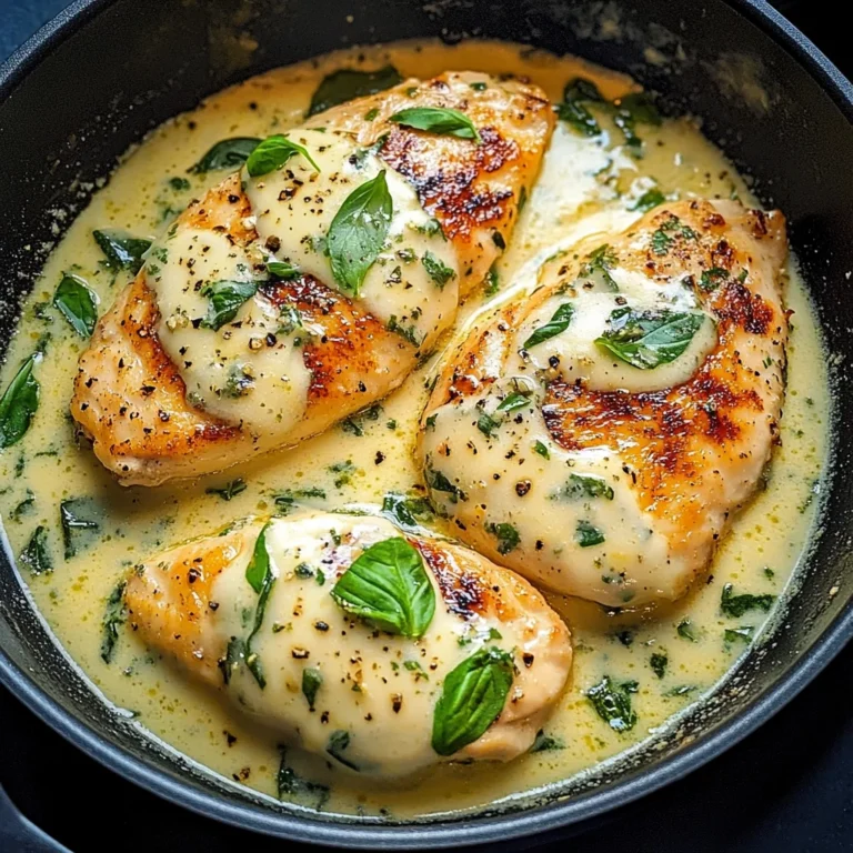 Mozzarella Chicken in Basil Cream Sauce