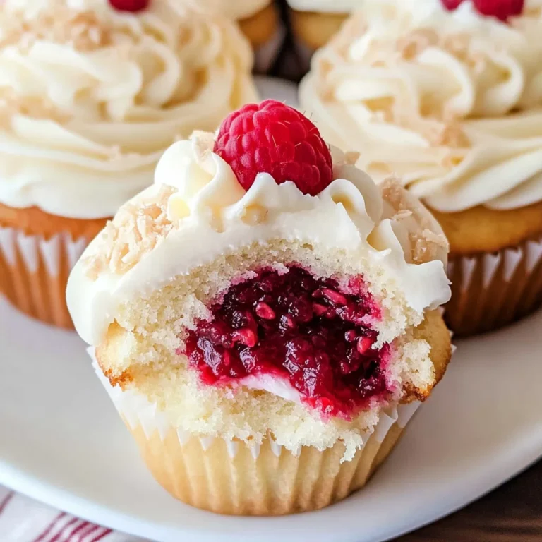 Almond Wedding Cake Cupcakes with Raspberry Filling