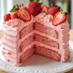 Homemade Strawberry Cake with Strawberry Frosting