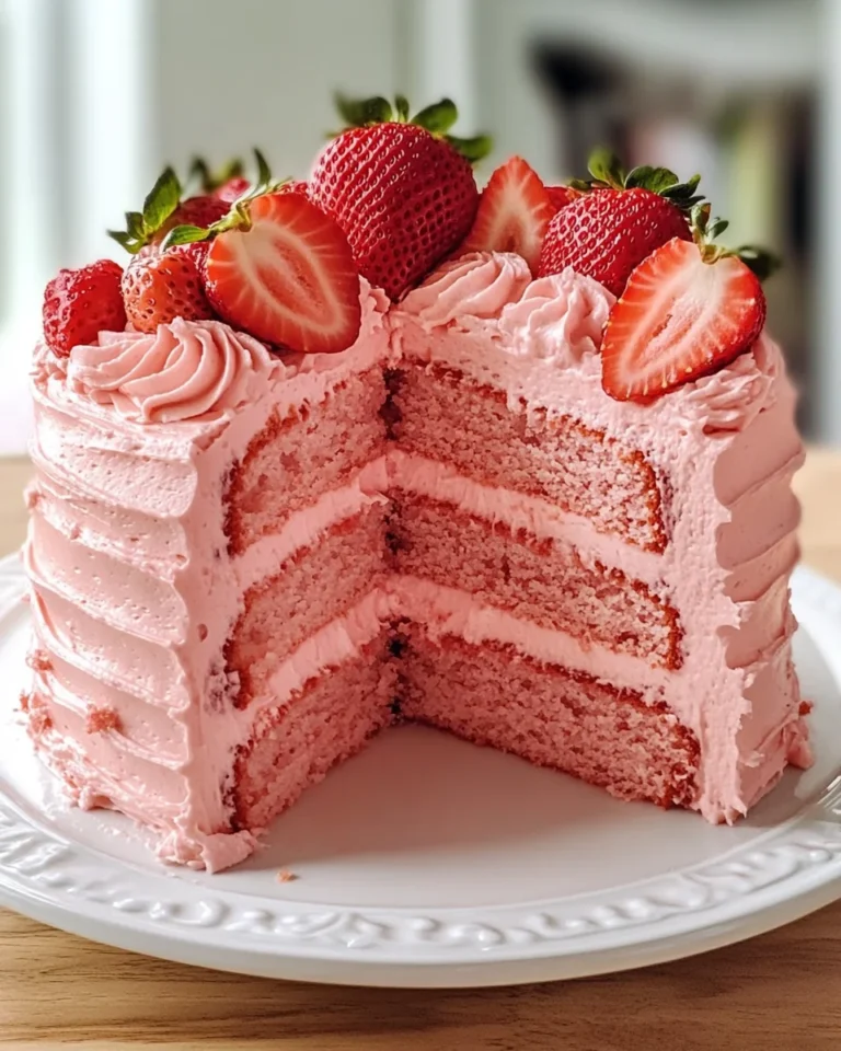 Homemade Strawberry Cake with Strawberry Frosting