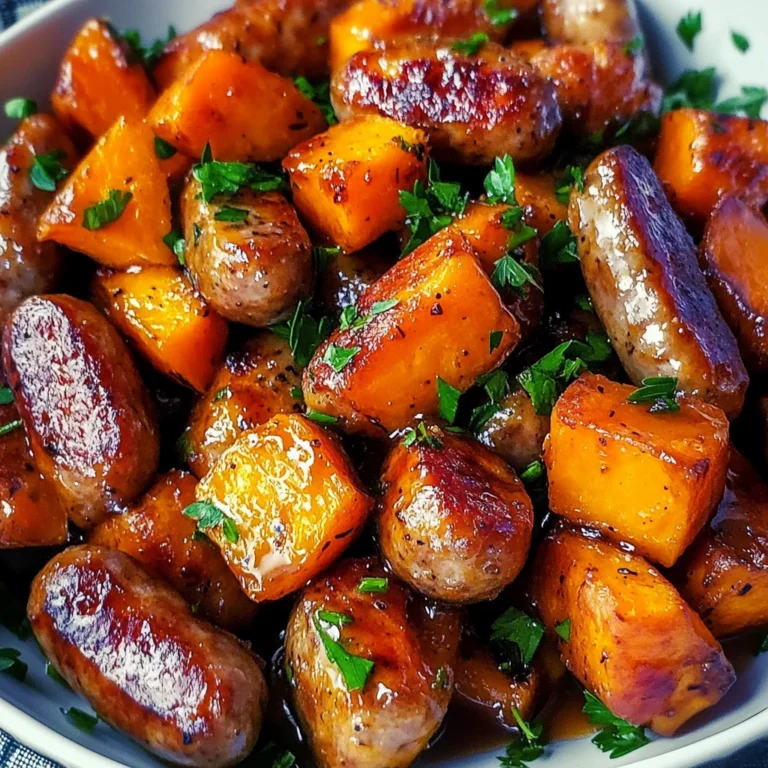 Sausage and Sweet Potatoes with Honey Garlic Sauce