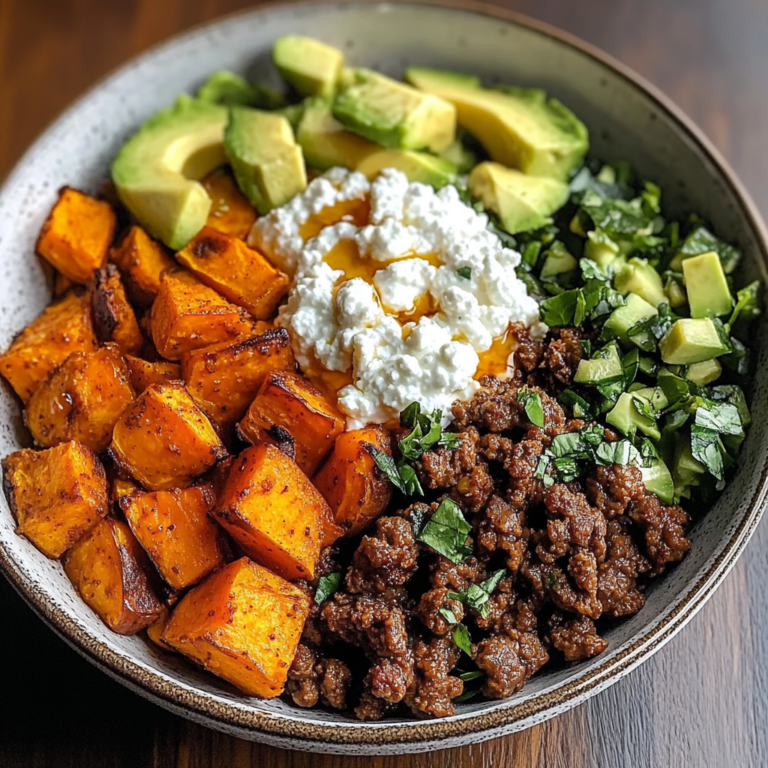 Sweet Potato Beef Bowl with Hot Honey and Cottage Cheese Recipe (Viral TikTok Recipe!)