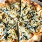 artichoke pizza with spinach parmesan cream sauce