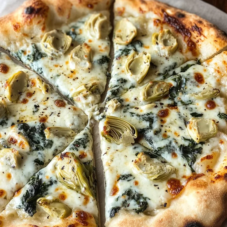 artichoke pizza with spinach parmesan cream sauce