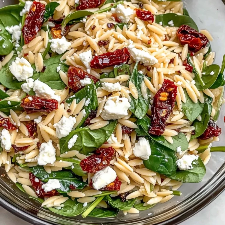 Balsamic Orzo Salad with Spinach, Feta & Sundried Tomatoes - FlirtyFood