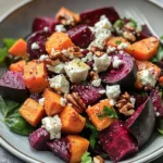 Creamy Roasted Beet Salad with Sweet Potato & Feta